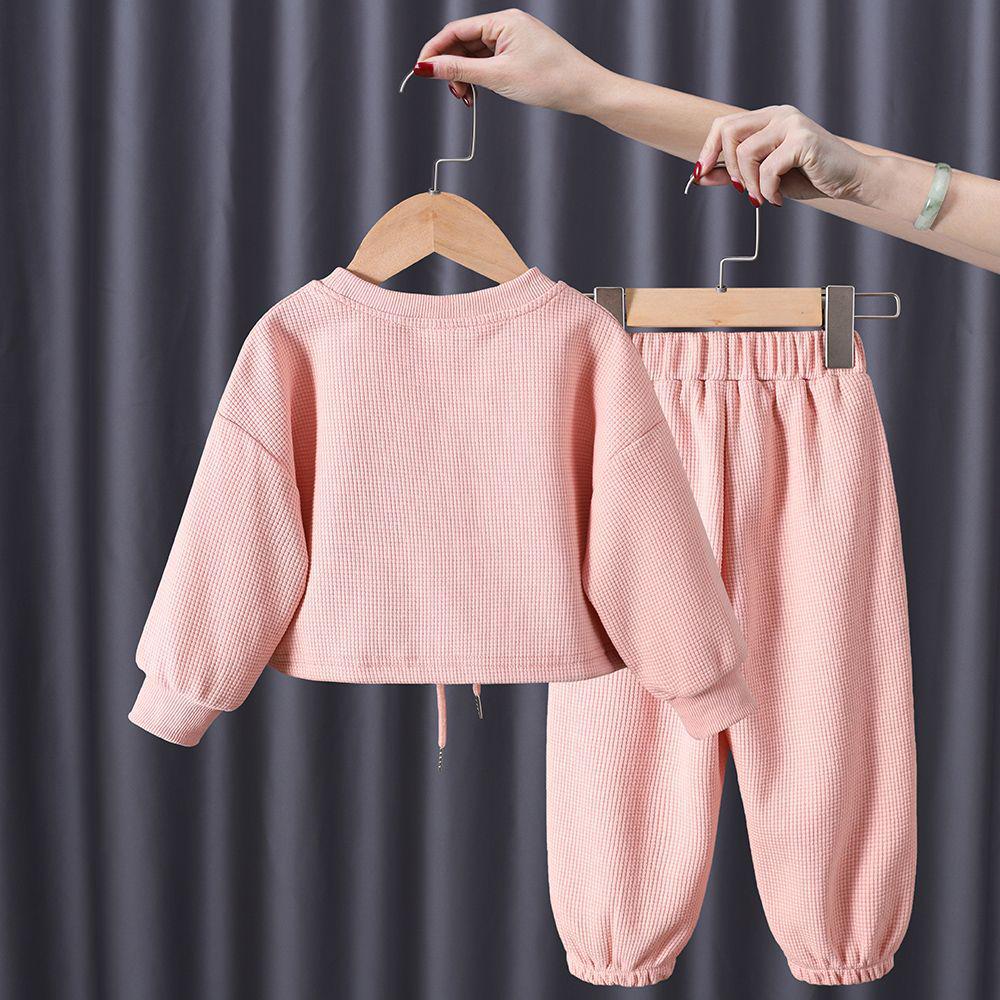2024 Spring/Autumn Girls' Cartoon Bear Sweatshirt & Pants Set