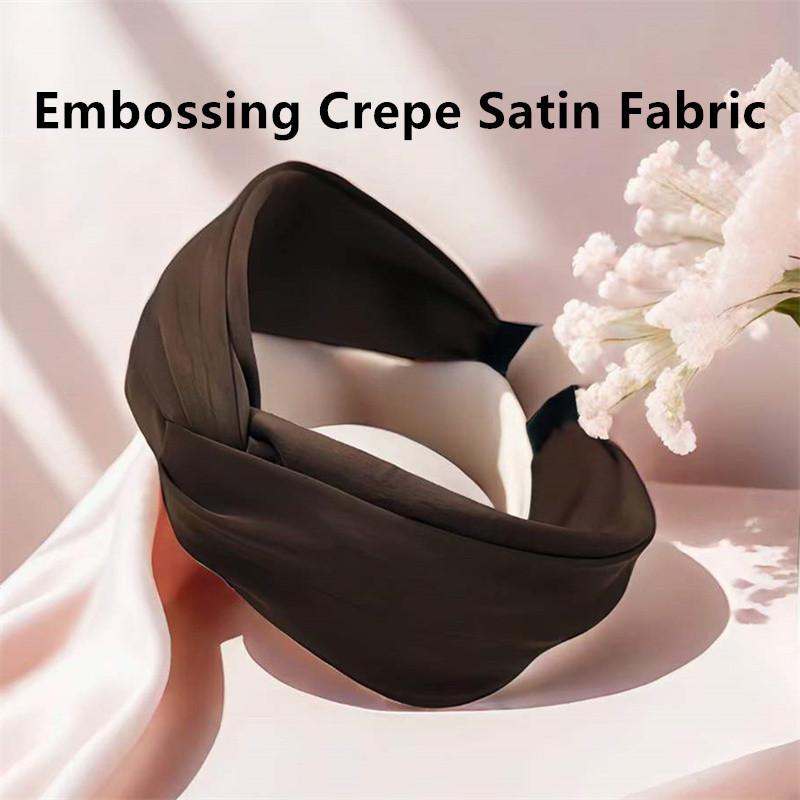 Women Wide Brimmed Embossing Crepe Satin Cloth Knot Hairbands Fashion Female Casual Shopping Hair Hoop Accessories