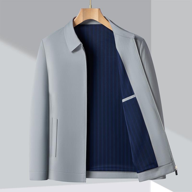 Middle-aged and Elderly Simple Casual Lapel Jacket Spring and Autumn New Light Business Executive Jacket Anti-wrinkle Non-ironing Jacket