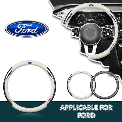 1Pcs Leather Carbon Fiber Car Steering Wheel Cover Car Accessories For Focus Mondeo MK1 MK2 MK4 MK3 ST Line Kugo Transit Escape Fusion Explorer