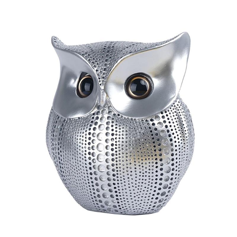 Dots Owl Statue Decorative Figurine Ornament for Home Office Resins Crafts Animal Sculpture for Book Shelf and TV Stand