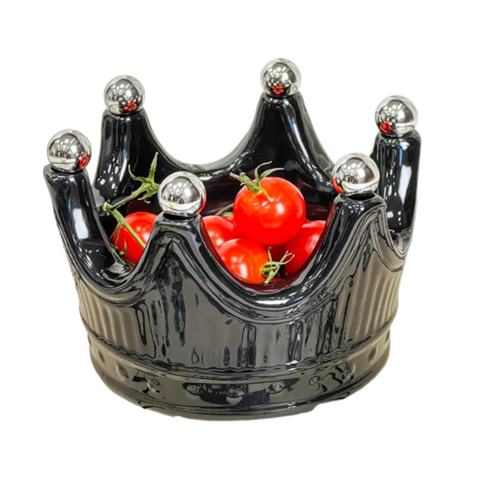 Ceramic Crown Fruit Tray with Fork Rustproof Dessert Salad Fork  Home Gatherings чёрный