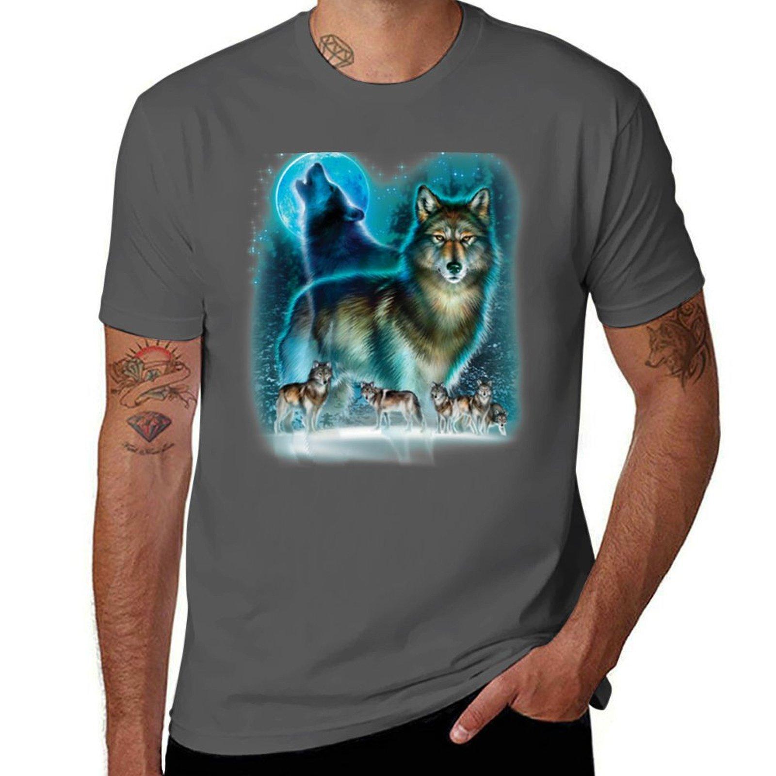 

Wolf Howling in Moonlight T-Shirt g man t shirts for men man t shirts for men casual man t shirt designer T-Shirt 4XL