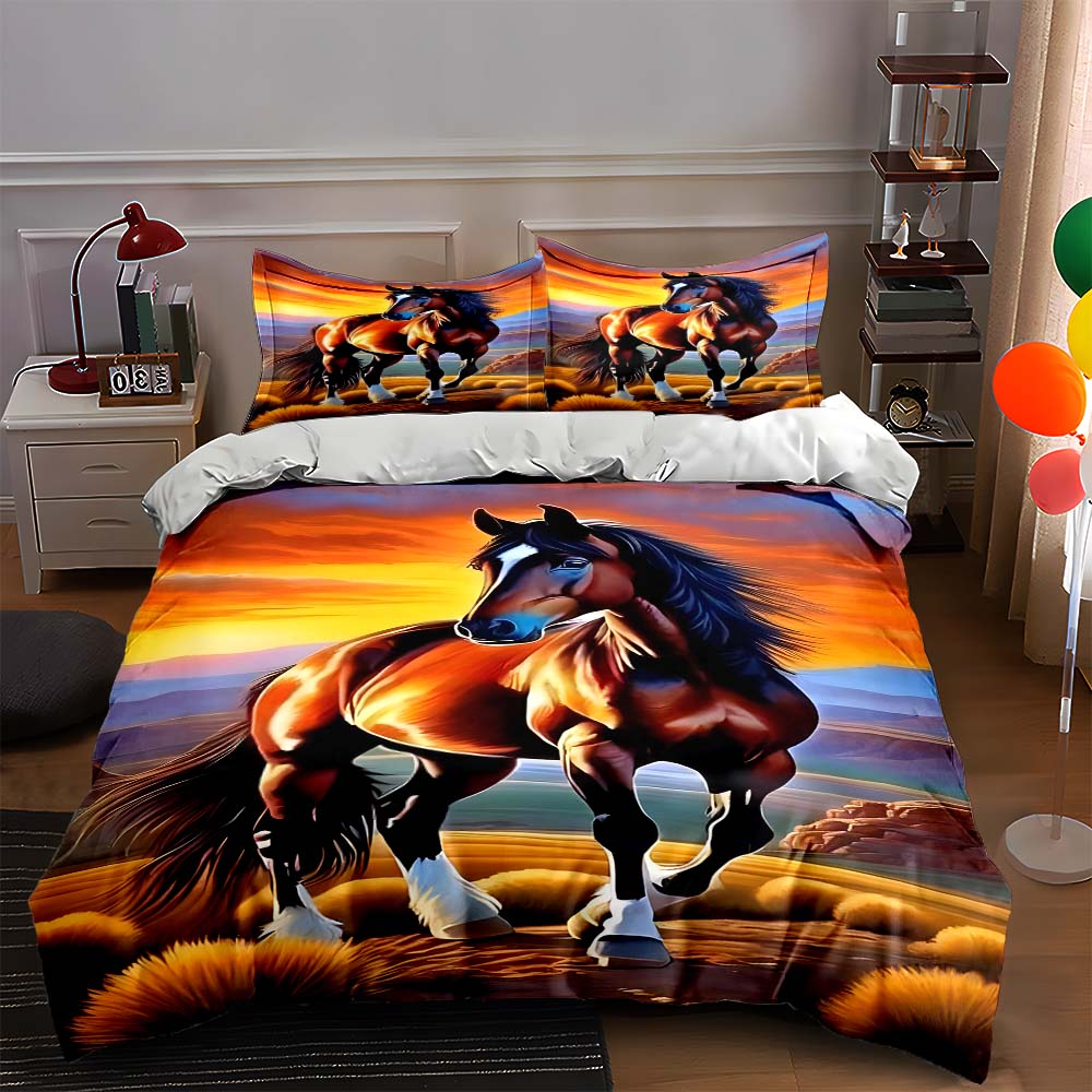 

Majestic horse illustration. Bedding Duvet cover sets Duvet covers Pillowcases gifts (1 * Duvet Cover 2 * Pillowcases, without duvet insert) 135x200cm