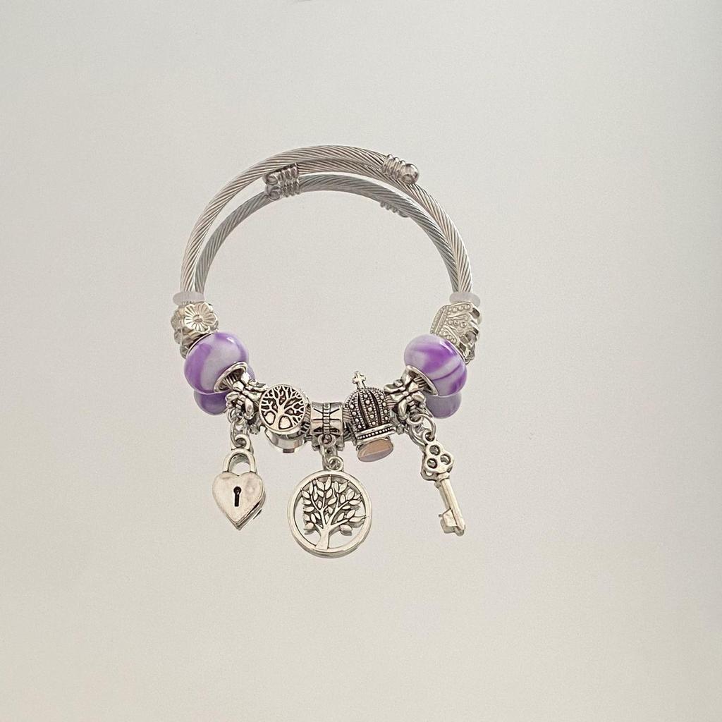 Panjia Dora Women's Stainless Steel Beaded Bracelet - European American Versatile Luxury Jewelry