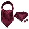 Barry.Wang Silk Ascot Cravat for Men Paisley Tie Pocket Square Cufflinks Fashion Set