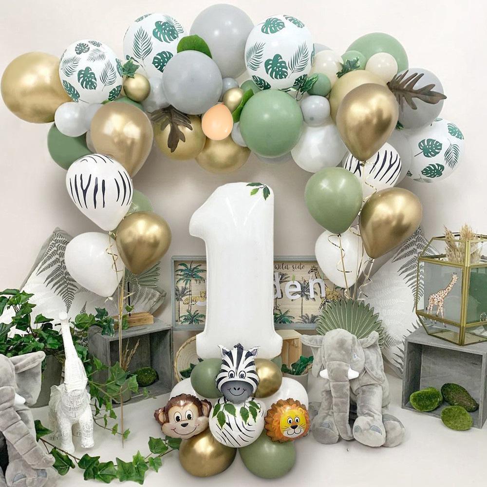 Jungle Balloon Chain Leaf Decoration Latex Sequins Birthday Party Animal Arrangement Props