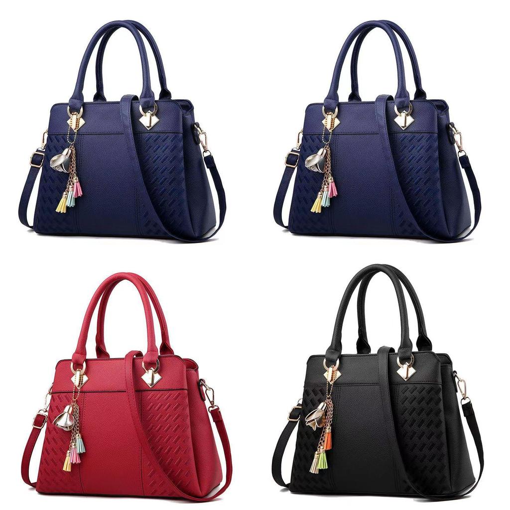 Stylish New Women's Shoulder Bucket Bag Modern Versatile Tote Handbag In Black And Blue