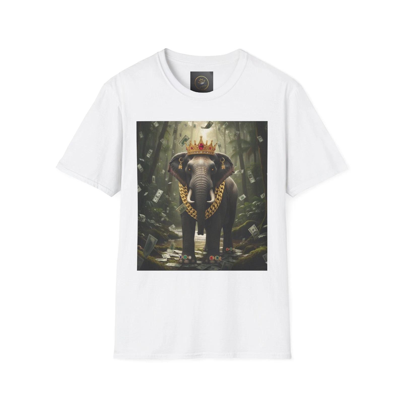 Crowned Elephant T-Shirt, Fun Gift, Animal Lover Tee, Bohemian Casual [...] 3XL