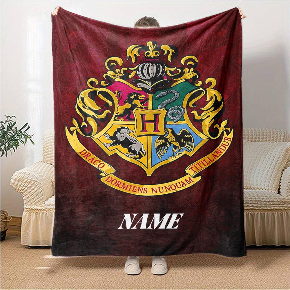 Custom Name Gryffindor Pride Loyalty blanket for Couch & Bed, Plush Cozy Fuzzy Blanket Super Soft & Warm Blankets for Fall and Winter. 090896
