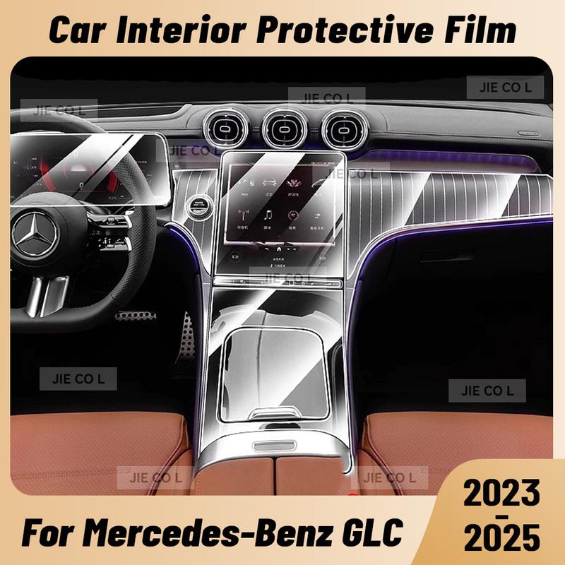 Ochranná fólie proti poškrábání pro středovou konzoli, mediální panel a navigaci interiéru vozu z TPU pro Mercedes Benz GLC 2024 2025