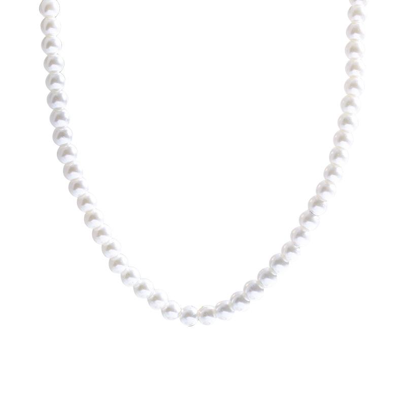 Vintage Faux Pearl Necklaces White Imitation Pearl Chain Choker Necklace Temperament Beaded Necklace For Wedding Party Wear
