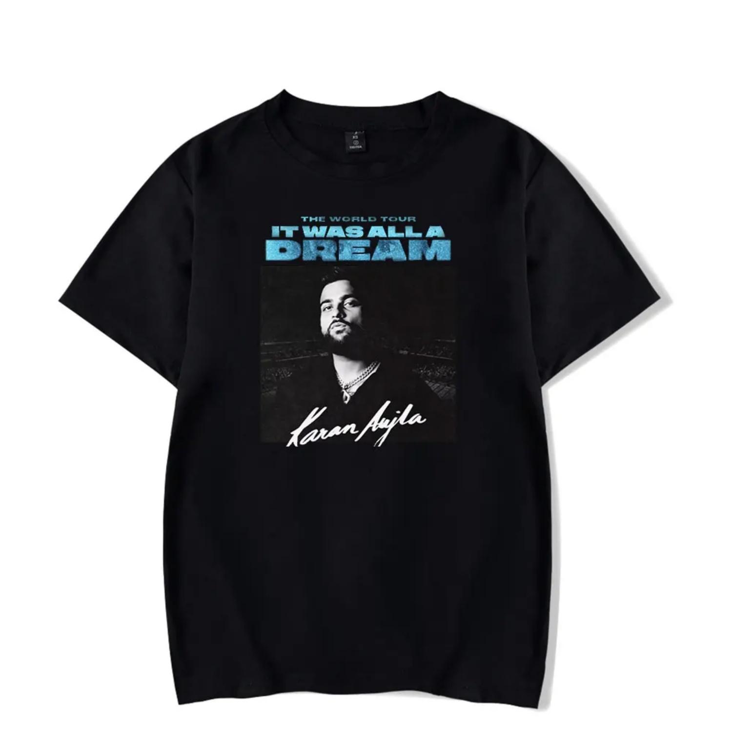 

Karan Aujla Tshirt Crewneck Short Sleeve T-shirt Men Women Streetwear Printing Casual Fashion Harajuku Hip Hop S чёрный