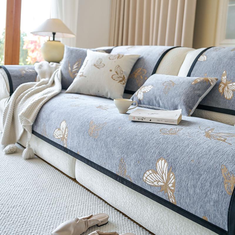 Chenier Sofa Cushion, Universal In All Seasons, Non-Slip And Dirt-Resistant Seat Cushion, Black Dust-Proof Sofa Cover, Cloth Towel Seat Cushion