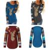 Festive Womens Christmas Tops With Sparkling Sequin Reindeer Long Sleeve Design