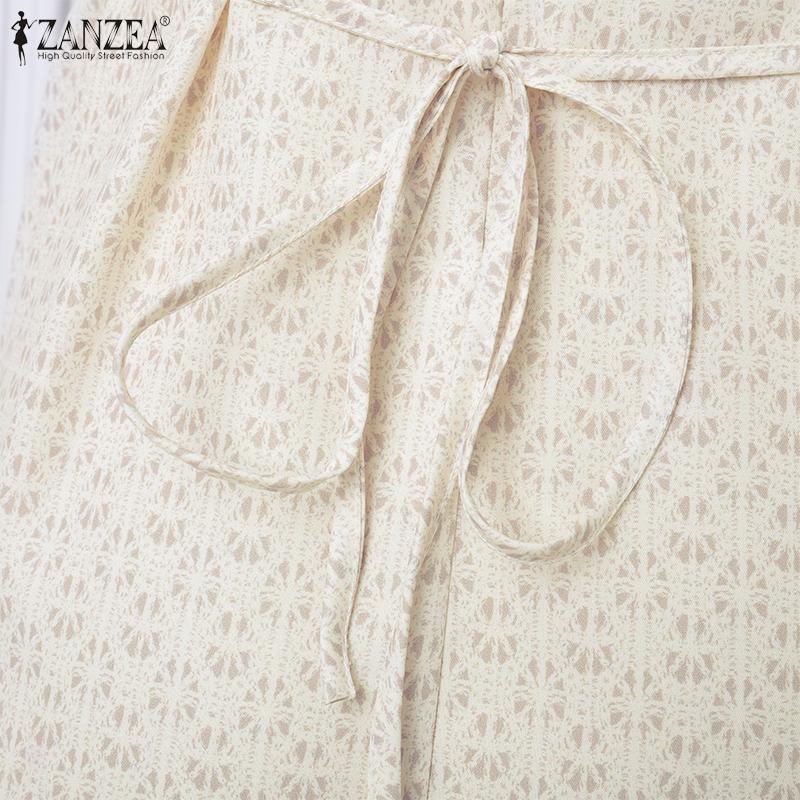 ZANZEA Dámské ležérní šaty s kulatým výstřihem, letní, s krátkým rukávem, s květinovým potiskem