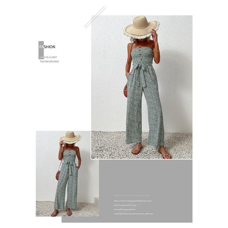 Women's Tube Jumpsuits Tied Wide-leg Pants
