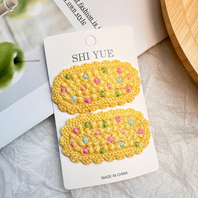 Woolen Korean Style Girly Heart Bangs Clip - Cute, Colorful Polka Dot Hair Accessories for Children