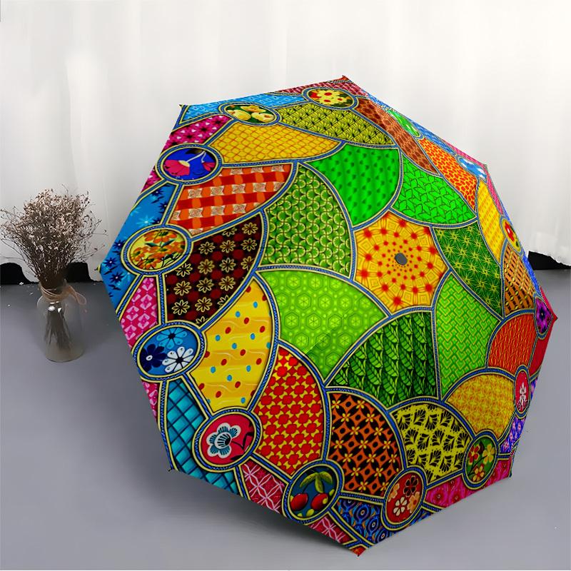 1PC Colorful Mandala Patterns Automatic Open/close Umbrella with 8-Rib Structure for Women/Men, All-Season Use - Travel Essential, Stylish Accessory,