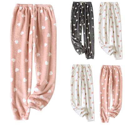 Women's Thermal Fleece Pockets Pajama  Warm Casual Trousers Home Pajama Pants