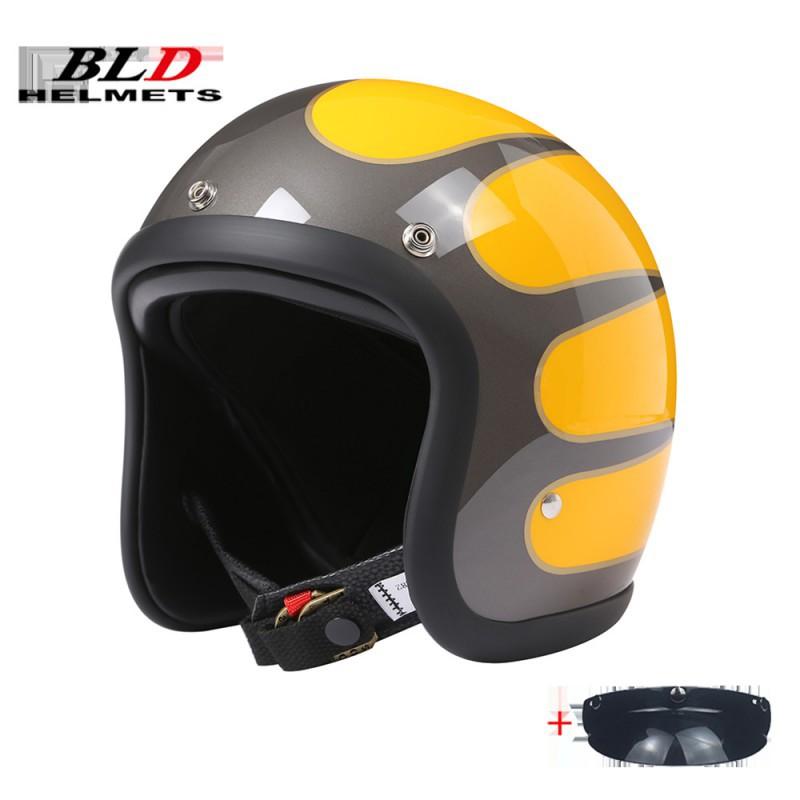 BLD Electric Motorcycle Helmet Lightweight Unisex Retro Cruise