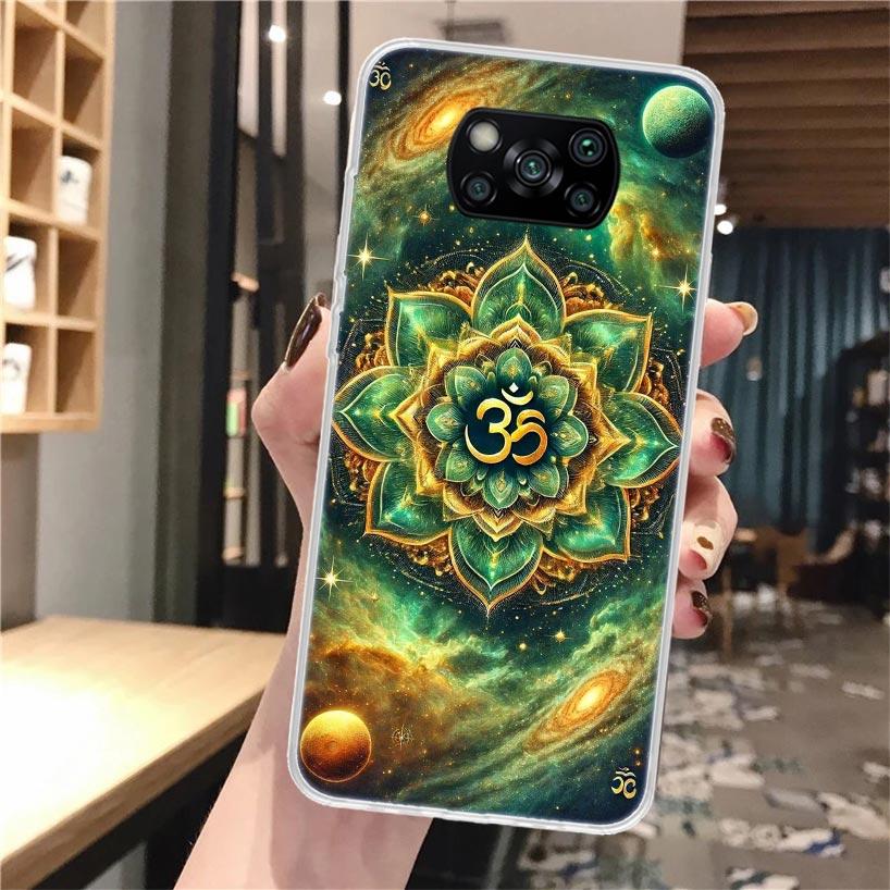 Mandala Chakra Insist Yoga Silicon Phone Case For Xiaomi Poco X3 Nfc X5 X6 X7 F7 Ultra F6 F5 Pro M6 M5S X4 F4 GT M4 M3 F3 Cover