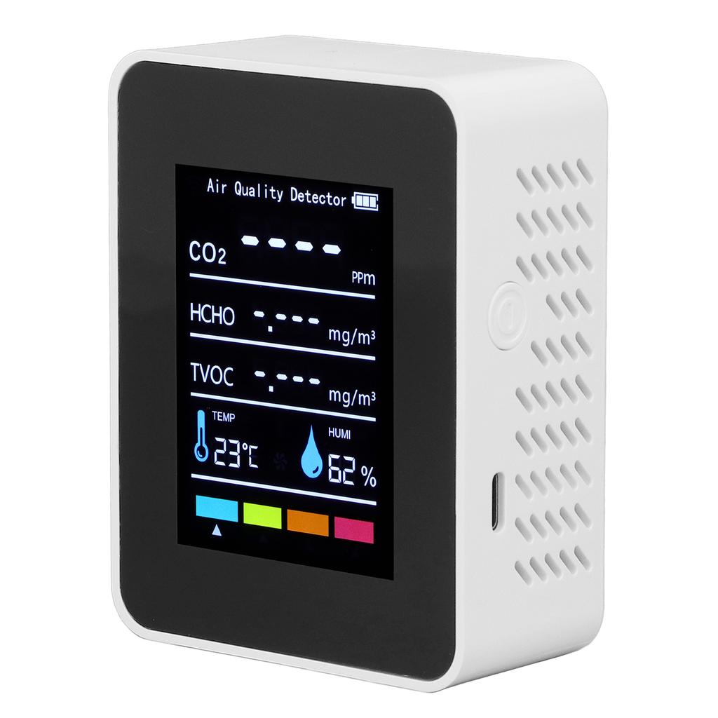 Air Quality Monitor White Semiconductor High Resolution Adjustable Brightness CO2 Detection Sensor