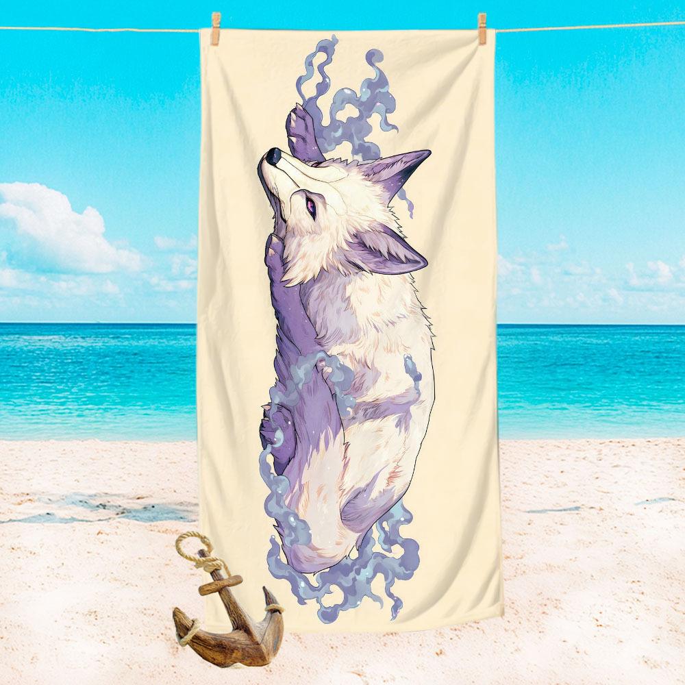 

1pc Suige Home Cute Fox Print Microfiber Beach Towel - Ultra Absorbent & Quick-Drying, Lightweight Oversized Beach Blanket, Soft W30*H60(CM)