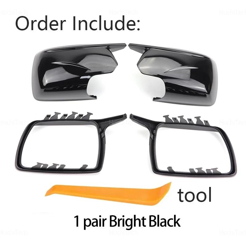 For BMW X3 X 3 E83 2003-2010 High Quality Rearview Bright Black Carbon Fiber Side Mirror Cover Cap Parts Styling with Tool