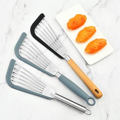 Tekrar Kullanılabilir Çekici Tofu Balık Biftek Yuvalı Döner Hafif Balık Spatula Ahşap Saplı Yemek Odası Mutfak Eşyaları İçin