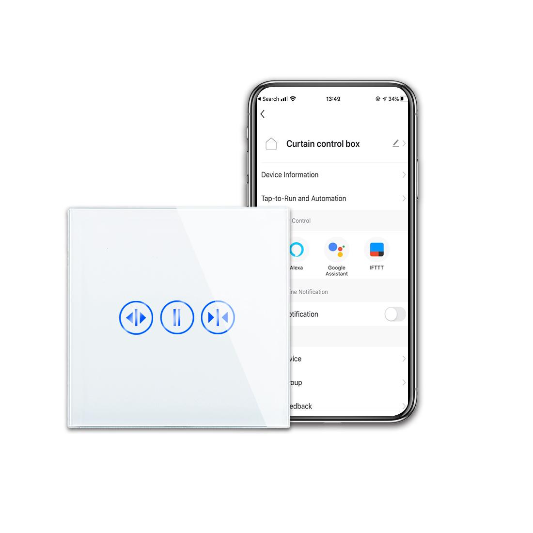 Bingoelec New Arrivals WiFi Smart Curtain Switch Alexa Google Home Work With Wall Wifi Switch 86*86mm&Eu Standard белый