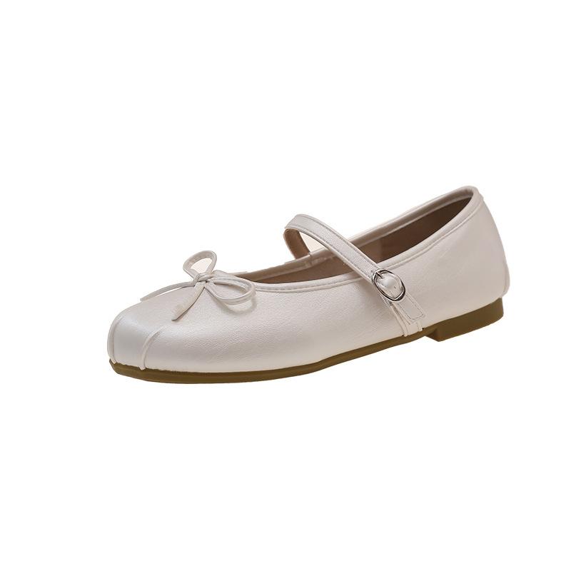 

Xiaoxiangfeng bow shallow mouth Mary Jane single shoes women s 2025 new French skirt one-button ballet shoes 35 бежевый