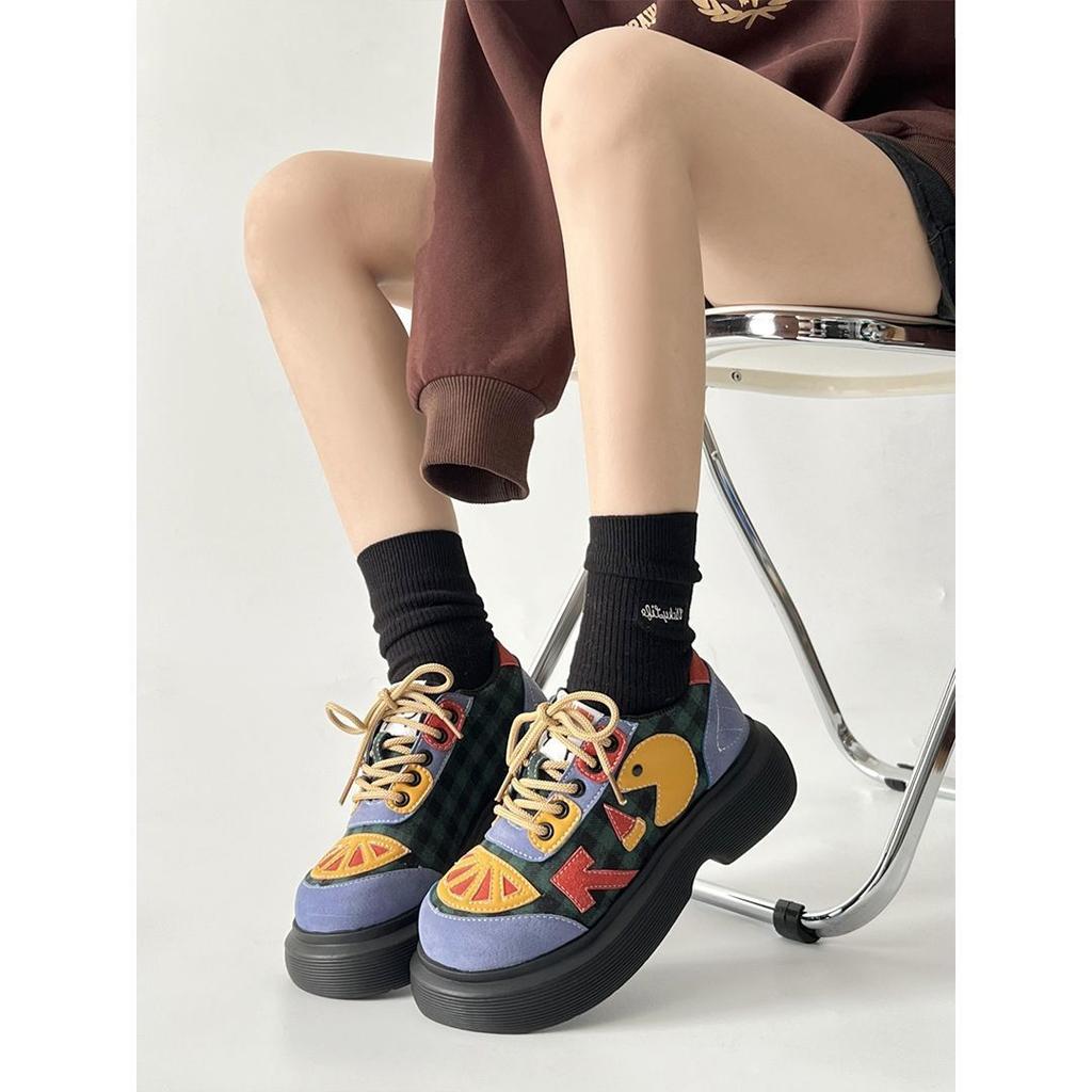 Spring and autumn new niche design color matching big head shoes women's cute board shoes versatile casual single shoes
