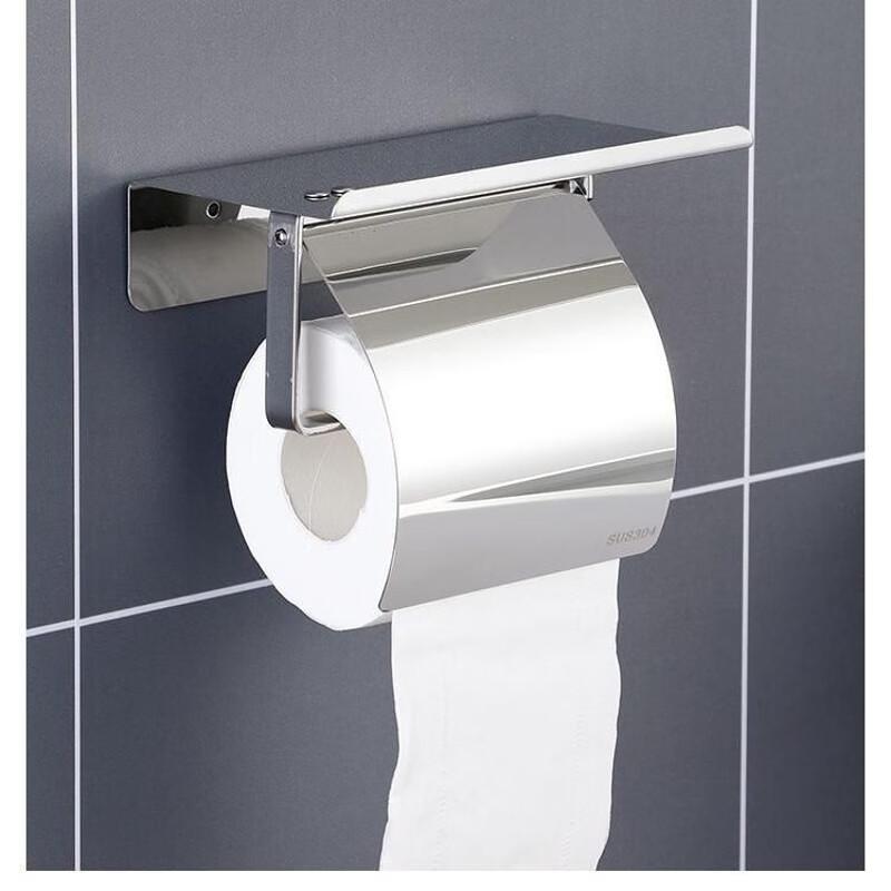 JINGRUIXIANG 304 Stainless Steel Toilet Paper Holder with Phone Shelf