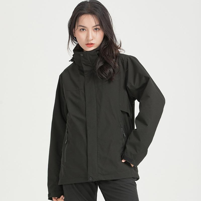Three-in-one jacket men's waterproof, anti-fouling and warm outdoor two-piece set women's silver fox velvet travel trench coat