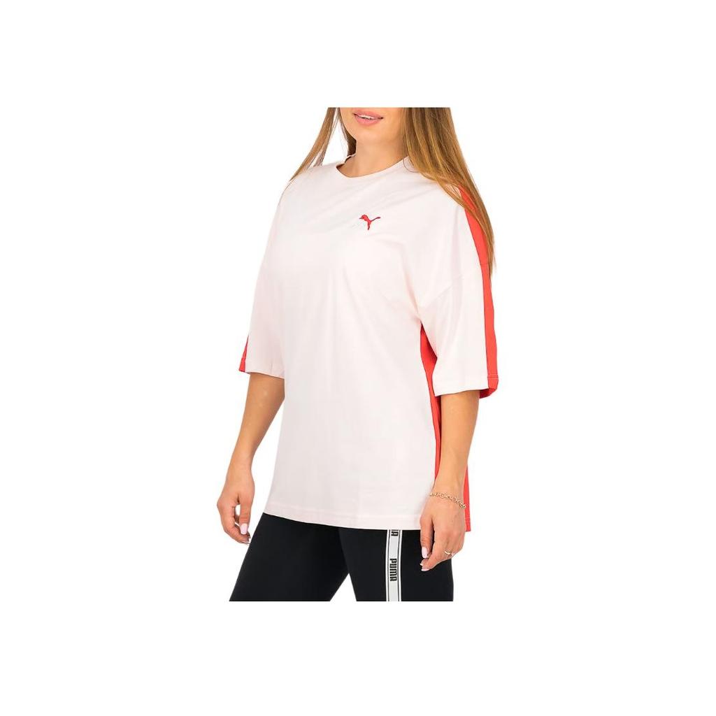 Puma Casual Round Neck Short Sleeve T-Shirt Women Tops Pink 598529-17