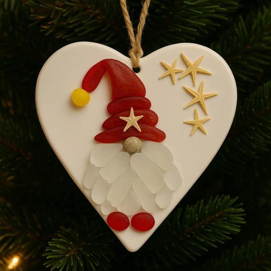 1/2Pcs Christmas Pendant Heart Shape Gnome Santa Claus Pattern Charm Festive