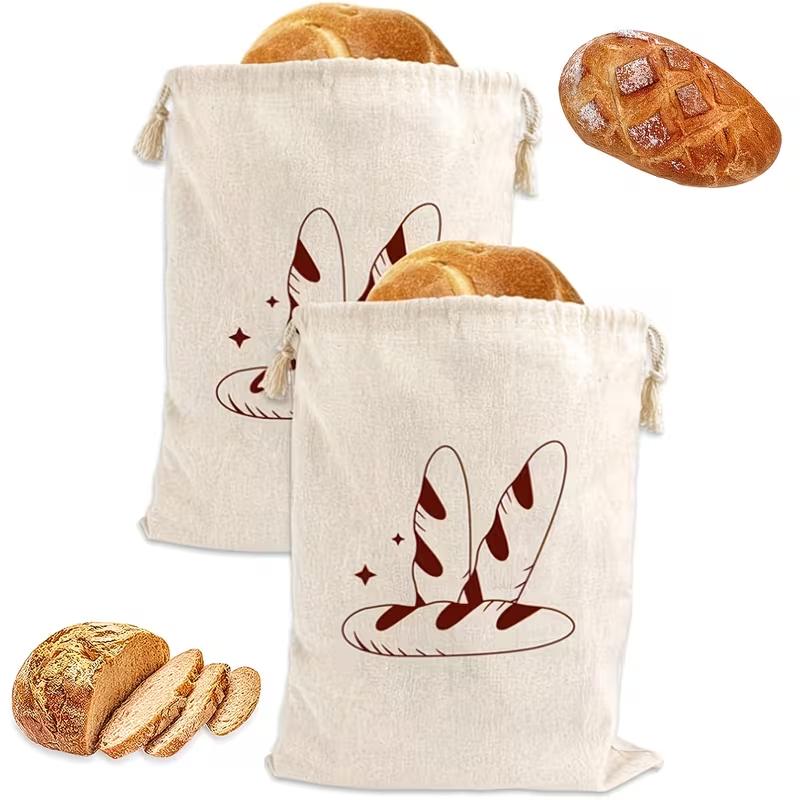 Reusable Linen Bread Storage Bags Natural Unbleached Cotton Linen Bread Keeper Eco-Friendly Bread Storage Pouch for Bread, Loaf & Sourdough