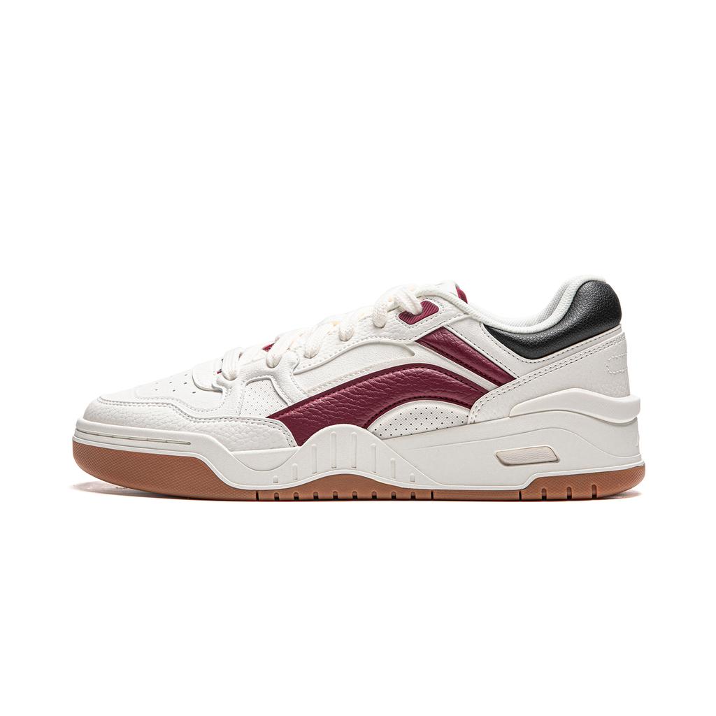 New LiNing Moon White 2.0 Anti Slip And Wear Resistant Breathable Low Top Skateboard Shoes Men's White Red AGCU275-2