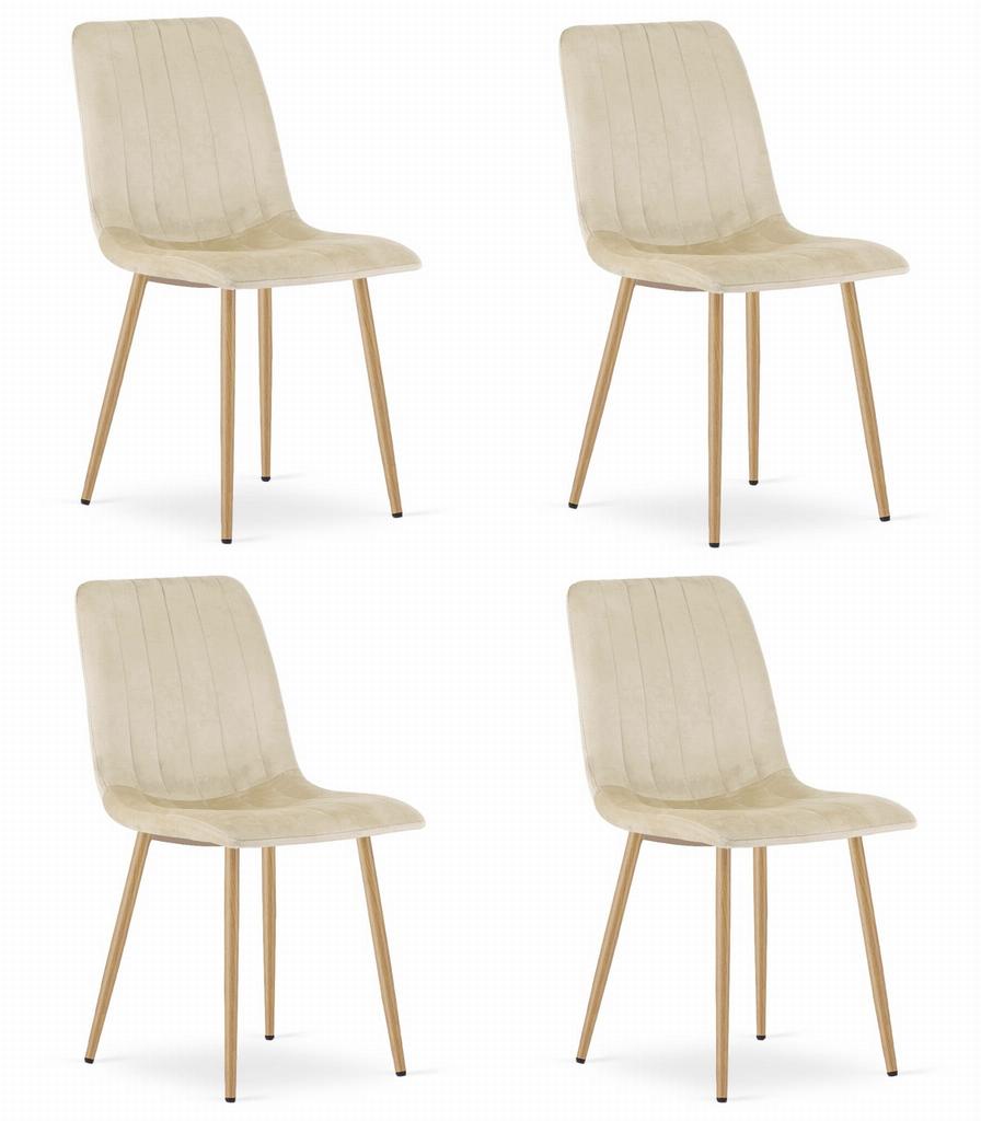 Lava Chair - Light Beige Velvet / Wood-Colored Legs X 4