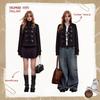 UNIFREE Women's Relaxed Fit Short Coat with Metal Accent