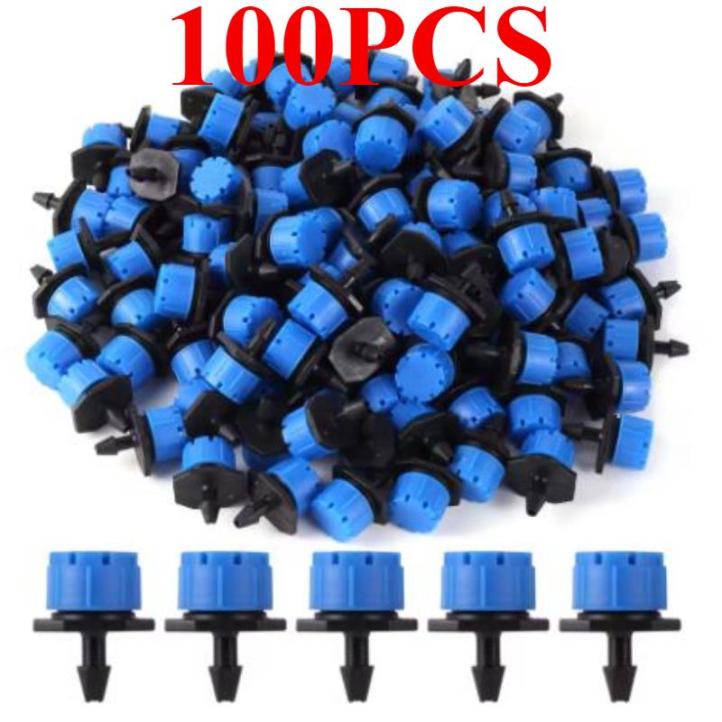 

50-100 шт. Регулируемые капельницы для полива, разбрызгиватели 1/4 , капельницы для микрокапельного полива, разбрызгиватели для системы полива Blue 100PCS