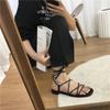 Summer Slippers Women Sandals Narrow Vintage Square Toe Flat Cross Strap Thong Sandals V Shape Design Shoes Women Plus Size43