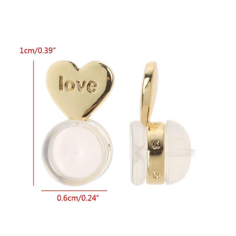 20 PCS Heart Love Earring Backs Replacements for Posts Earring Backings Secure for Studs Hypoallergenic Locking
