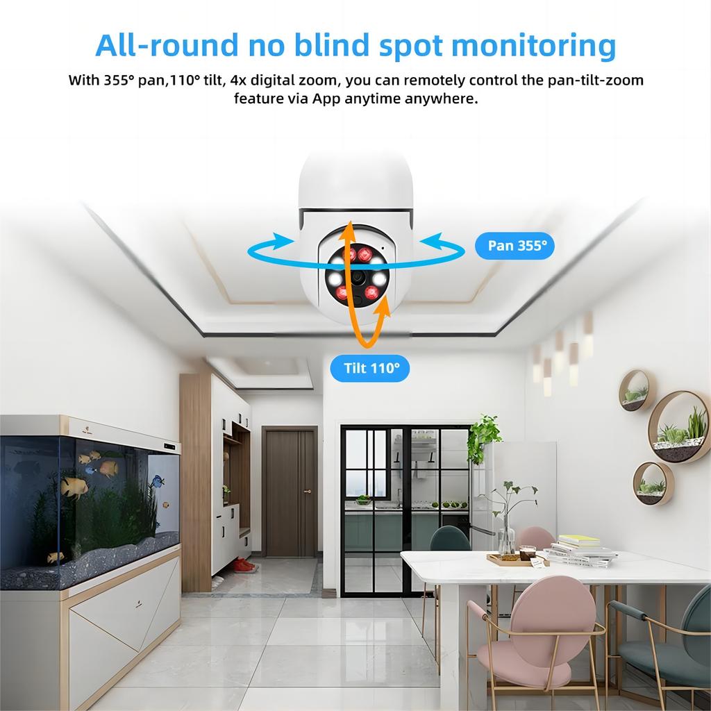 Tuya 3MP/2MP 5G Dual-band Bulb Camera Automatically Tracks Bidirectional Audio Indoor Full Color Night E27 IP Camera Smart Home