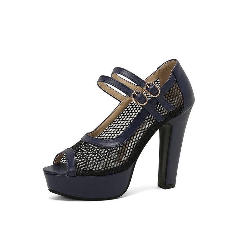 Large Size Mesh Sandals Women Open Toe Platform High Heels Sandals Summer Fashion Women Shoes Ladies Pumps Sandalias WSH5053