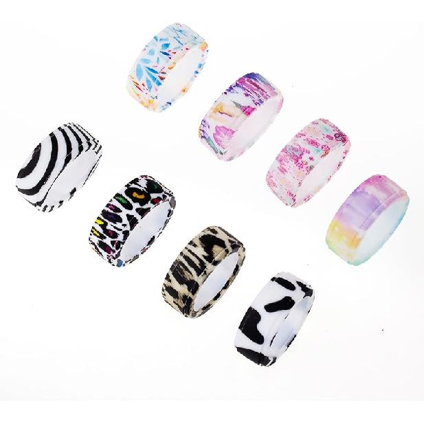 Printed silicone protective cover Compatible with Oura Ring Protector,8pcs colors Elastic Case for Oura Ring Gen4/3 smart ring Starry (Printed case, S for 6/7/8/9
