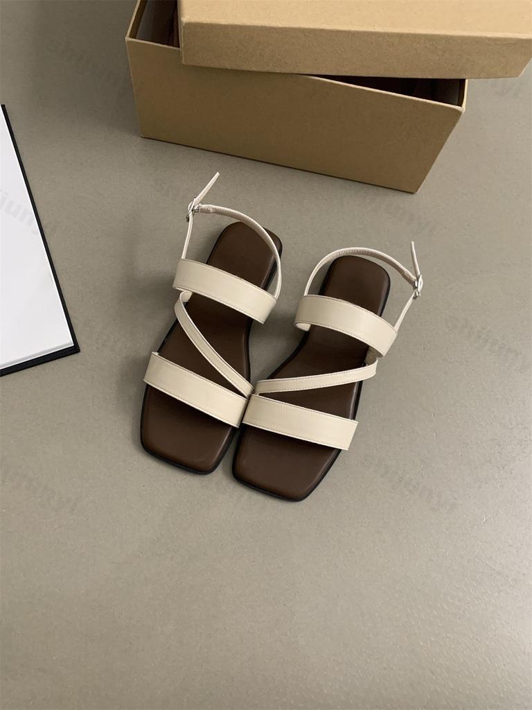 Fashion Roman Style Retro Open Toes Casual Flat Sandals for Women Summer 2025 Comfortable Versatile Back Strap Fashion Beach Cool Shoes