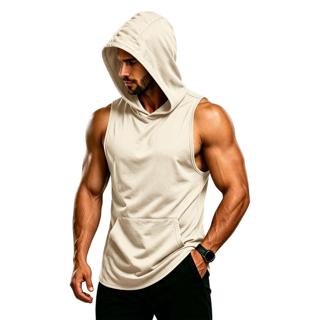 Men's Sleeveless Hoodie Muscle Fit Gym Tank Top Breathable Quick Dry Workout Vest for Training and Fitness