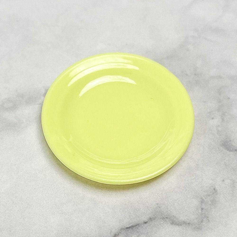 5Pcs 3.5cm Plastic Dollhouse Mini Food Plates Dollhouse Simulation Dining Plate Dollhouse Accessories Kitchen Pretend Play Toys